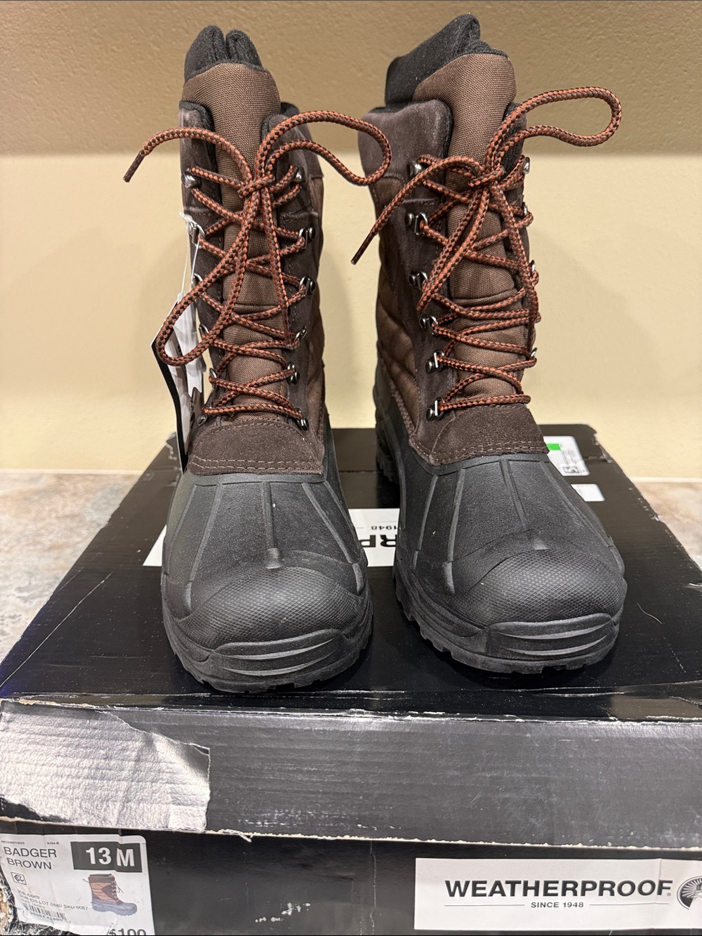 Weatherproof Brown and Black Insulated Men's Snow Boots